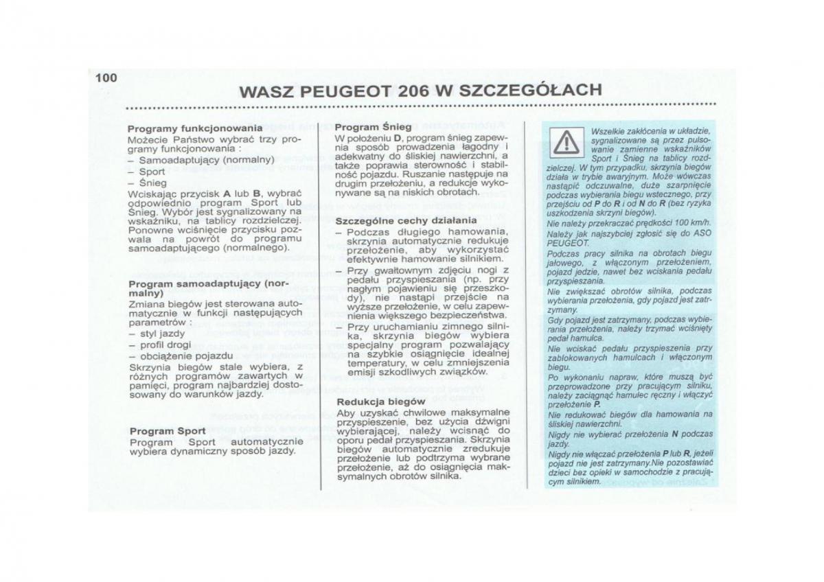 Peugeot 206 instrukcja obslugi / page 101