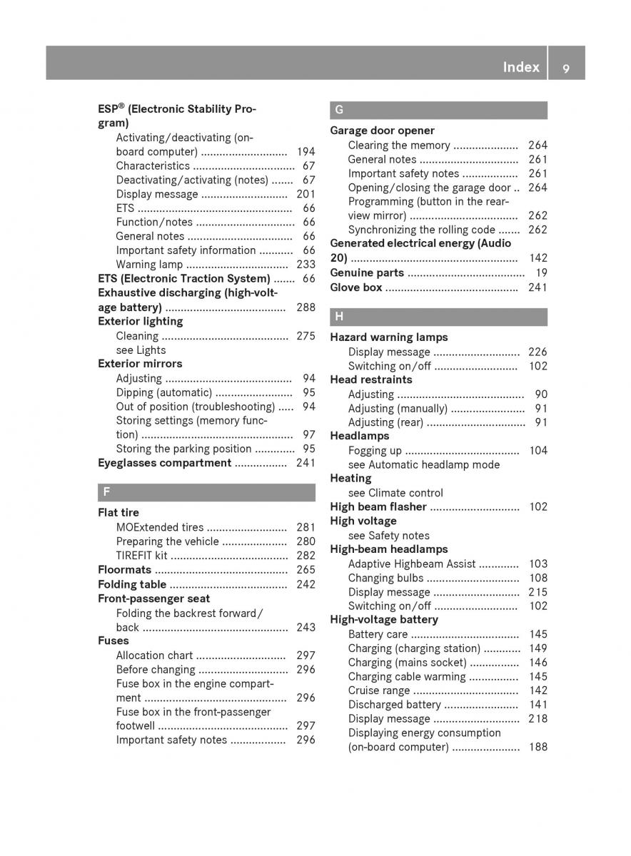 Mercedes Benz B Class W246 owners manual / page 11