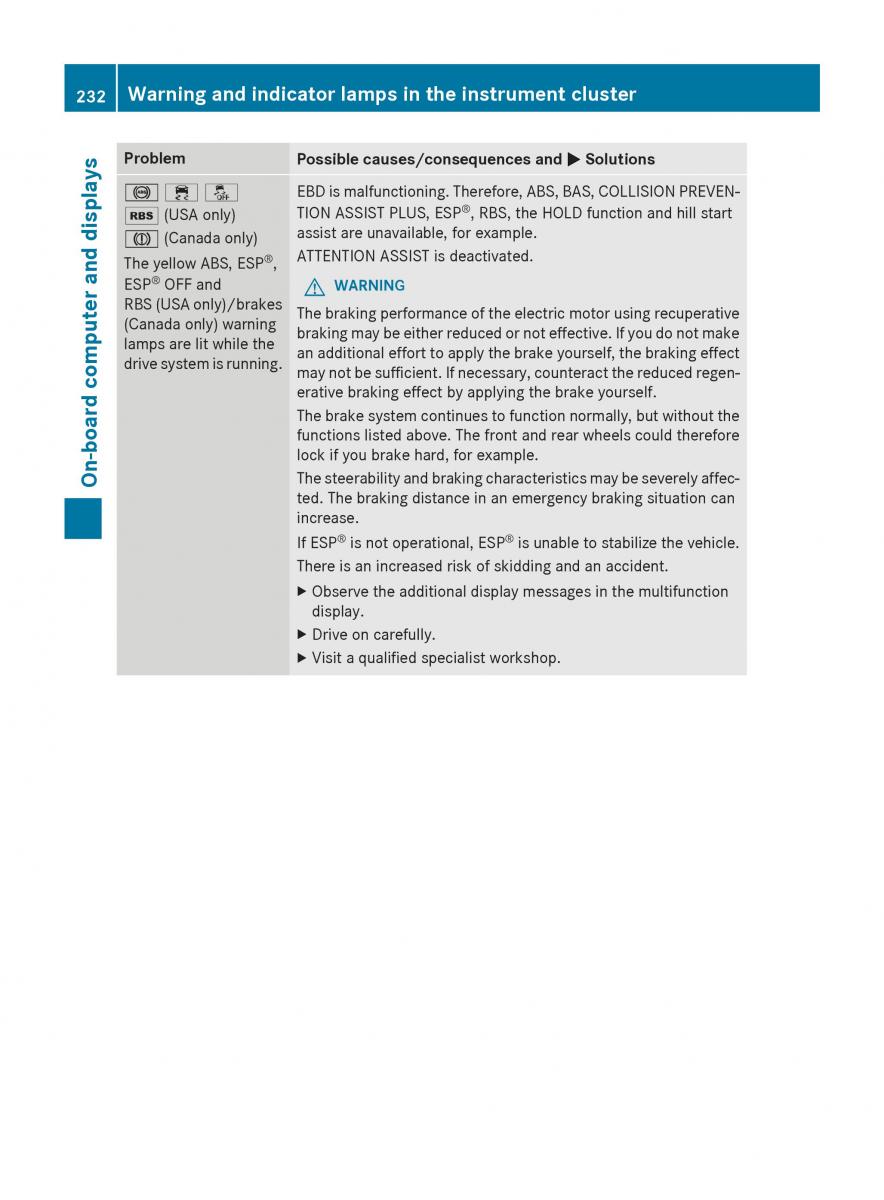 Mercedes Benz B Class W246 owners manual / page 234