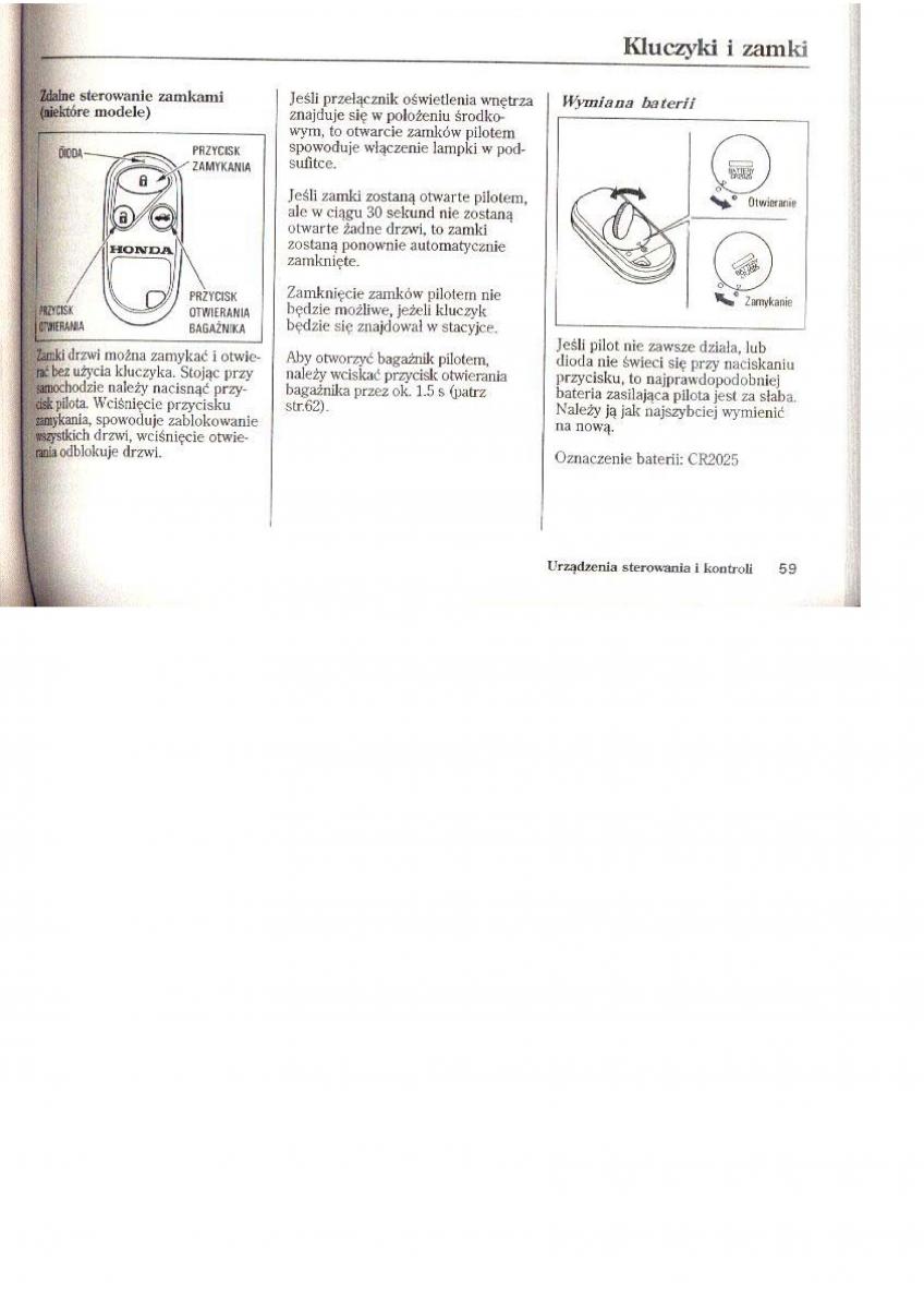 Honda CR V I 1 instrukcja obslugi / page 31