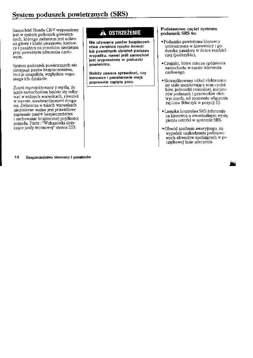 Honda CR V I 1 instrukcja obslugi / page 4
