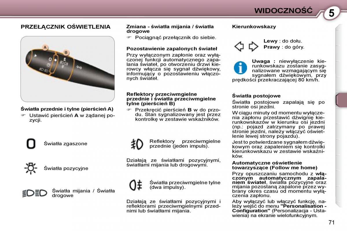 manual Peugeot 607 Peugeot 607 instrukcja / page 72
