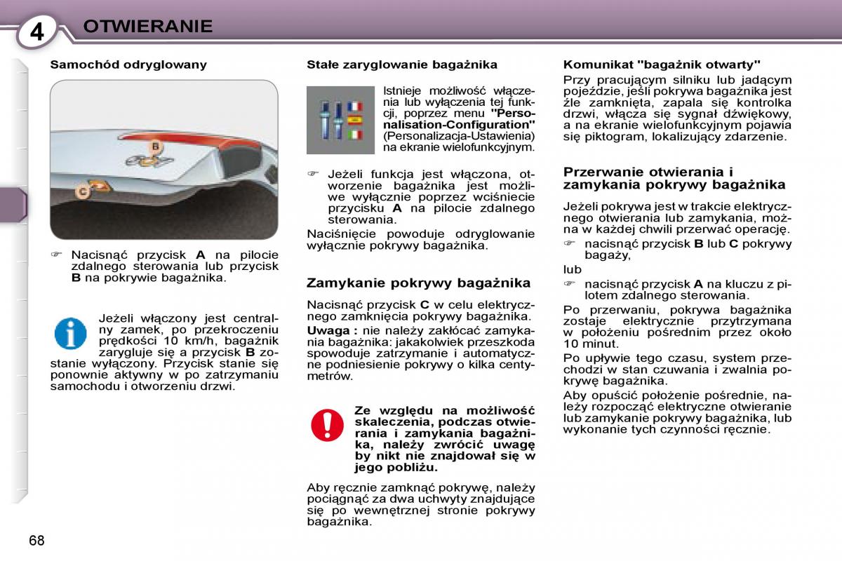 Peugeot 607 instrukcja obslugi page 69 pdf