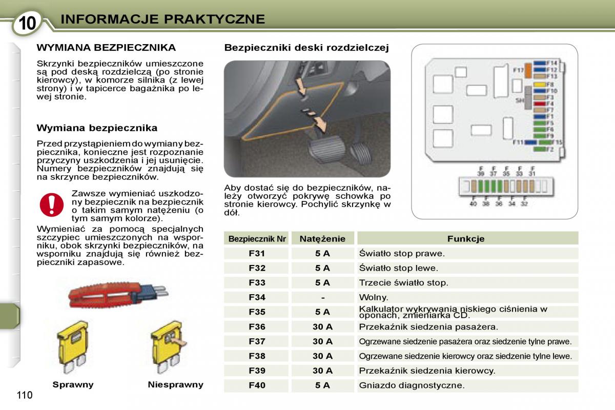 Peugeot 607 instrukcja obslugi page 112 pdf