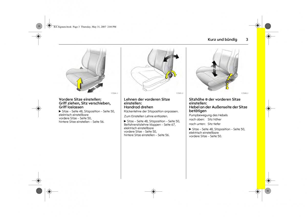 Opel Signum C Vauxhall Handbuch / page 7