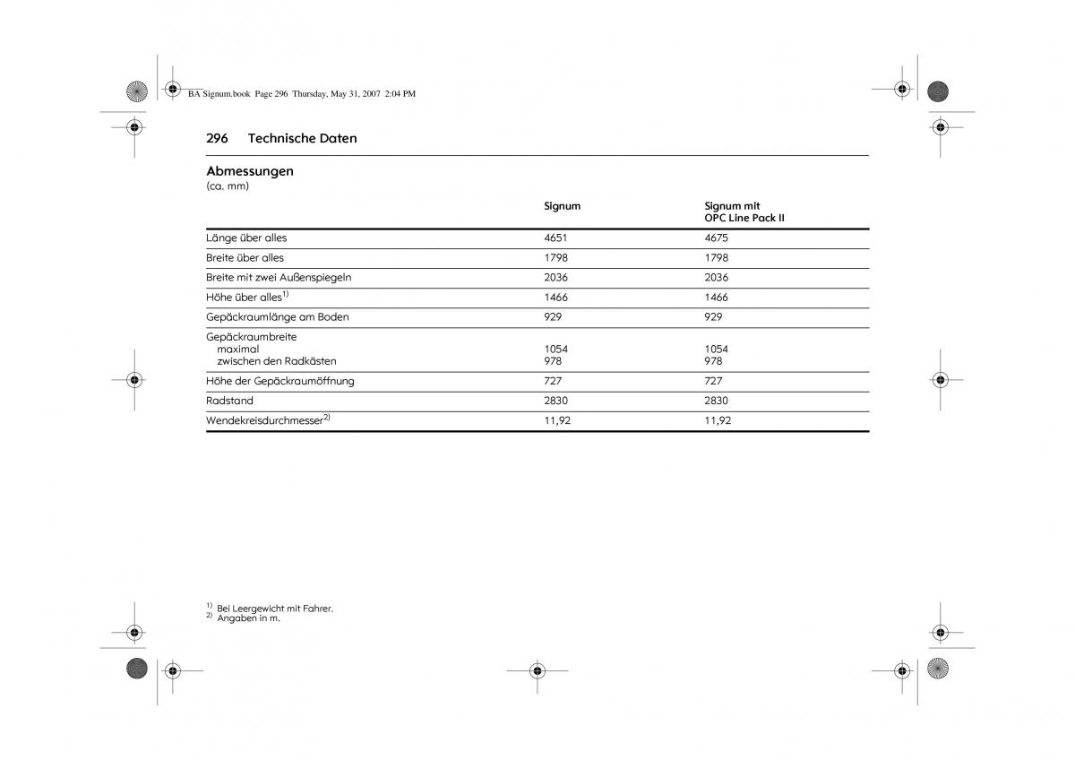 Opel Signum C Vauxhall Handbuch / page 300