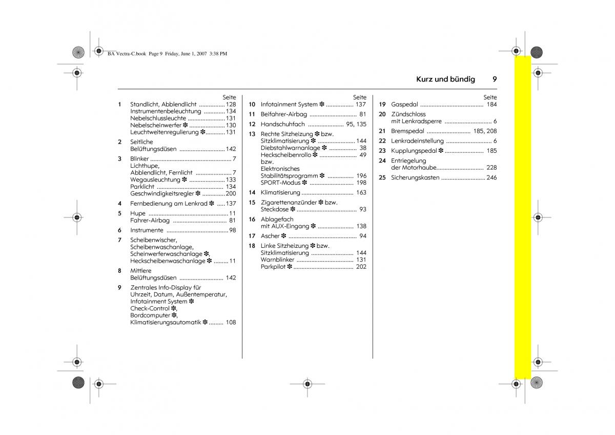 Opel Vectra C Handbuch / page 13