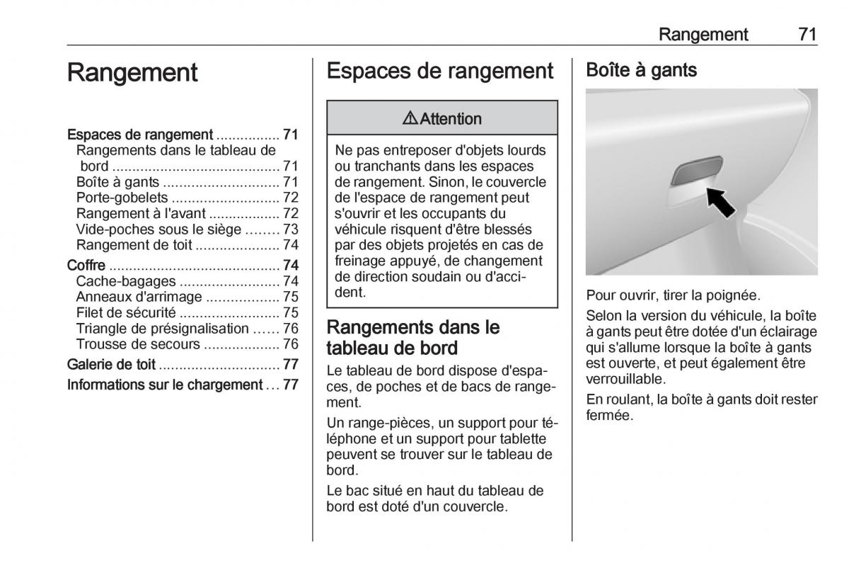 Opel Vivaro II 2 manuel du proprietaire / page 73