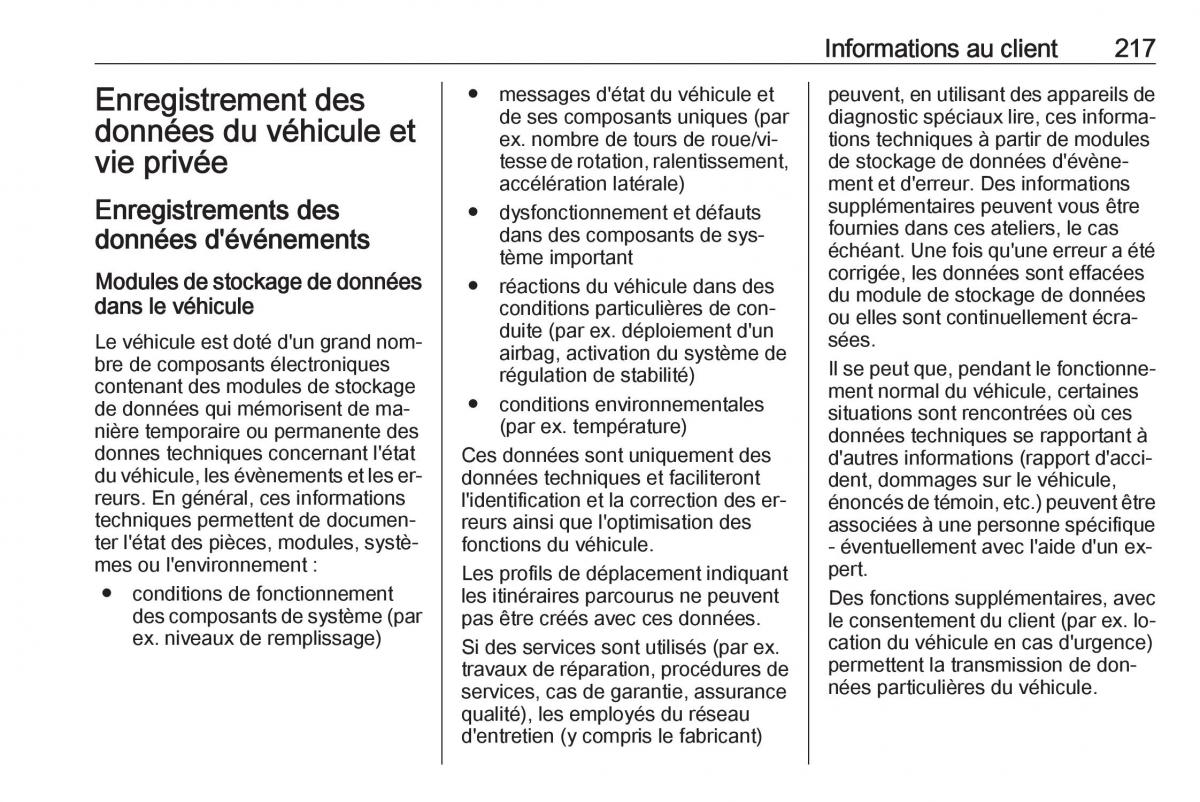 Opel Vivaro II 2 manuel du proprietaire / page 219