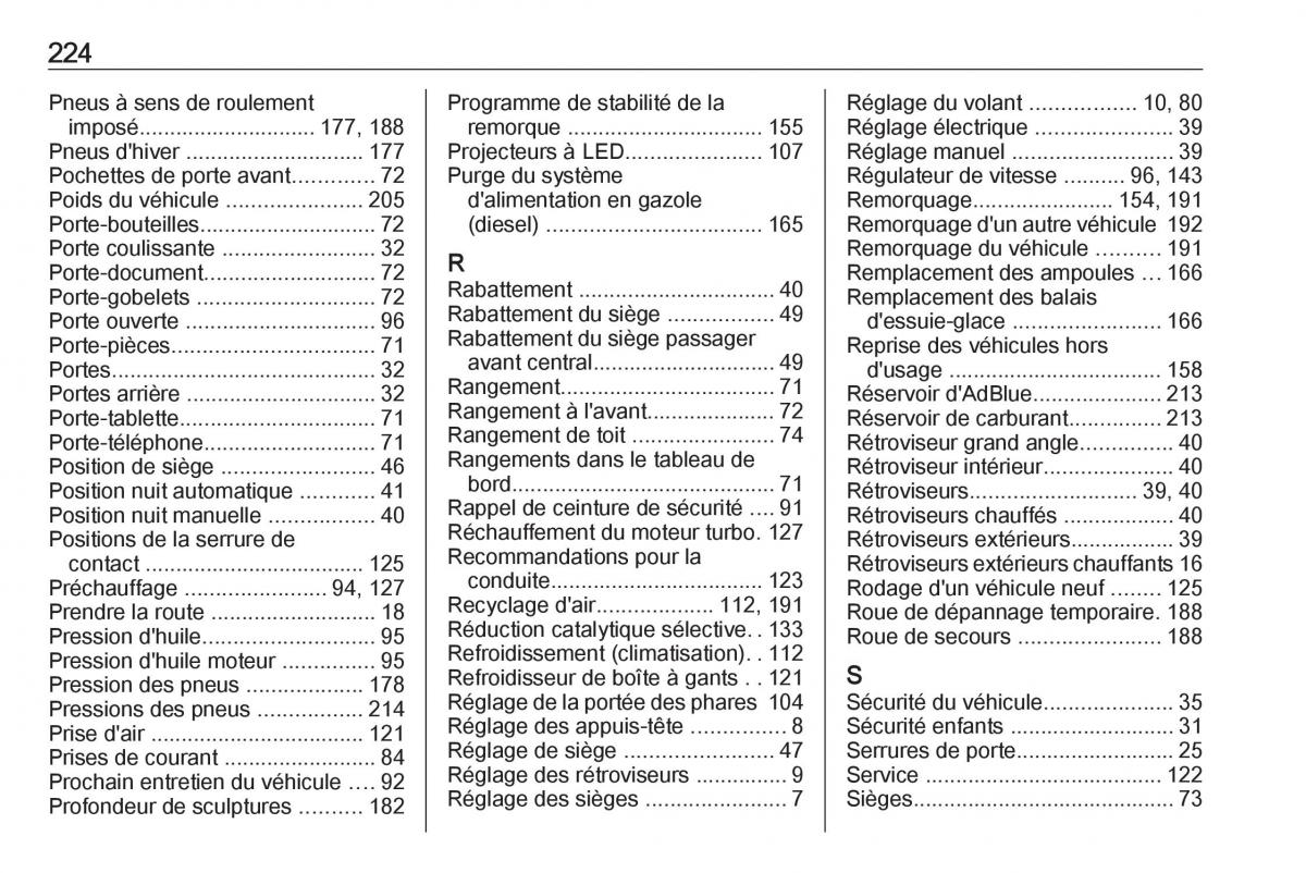 Opel Vivaro II 2 manuel du proprietaire / page 226