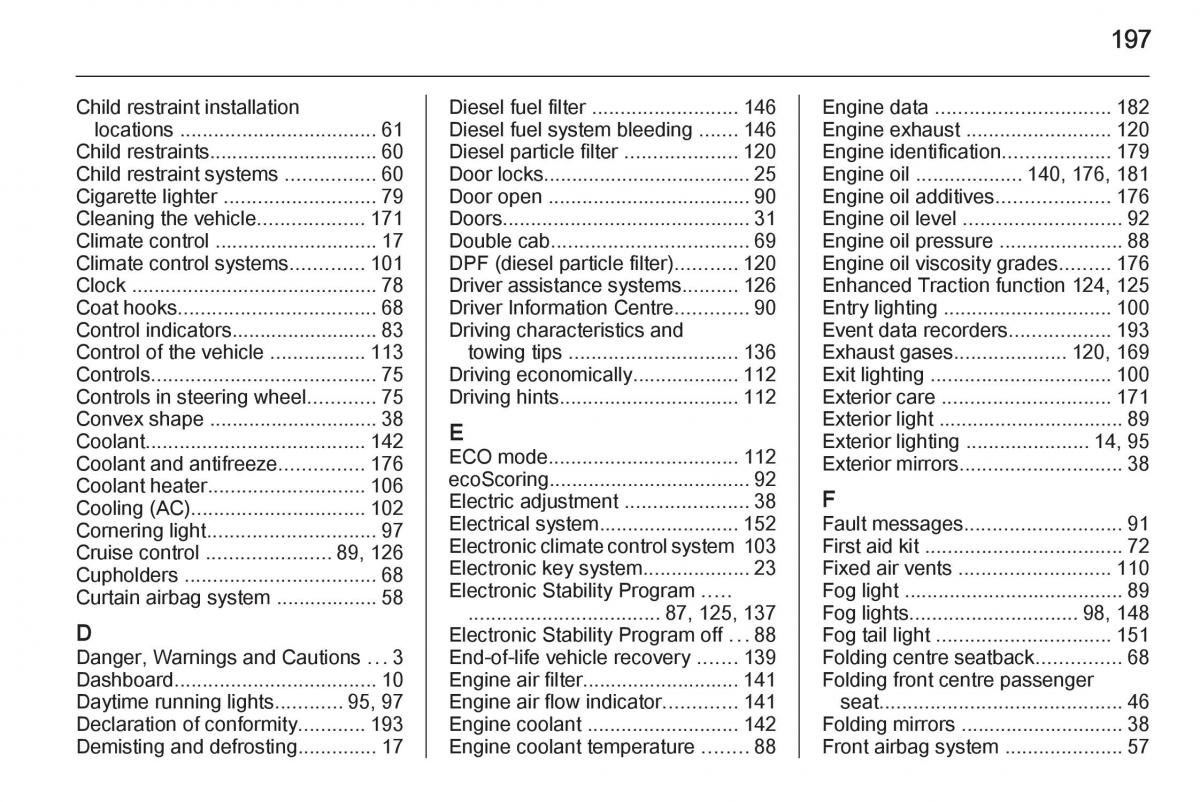 Opel Vivaro II 2 owners manual / page 199