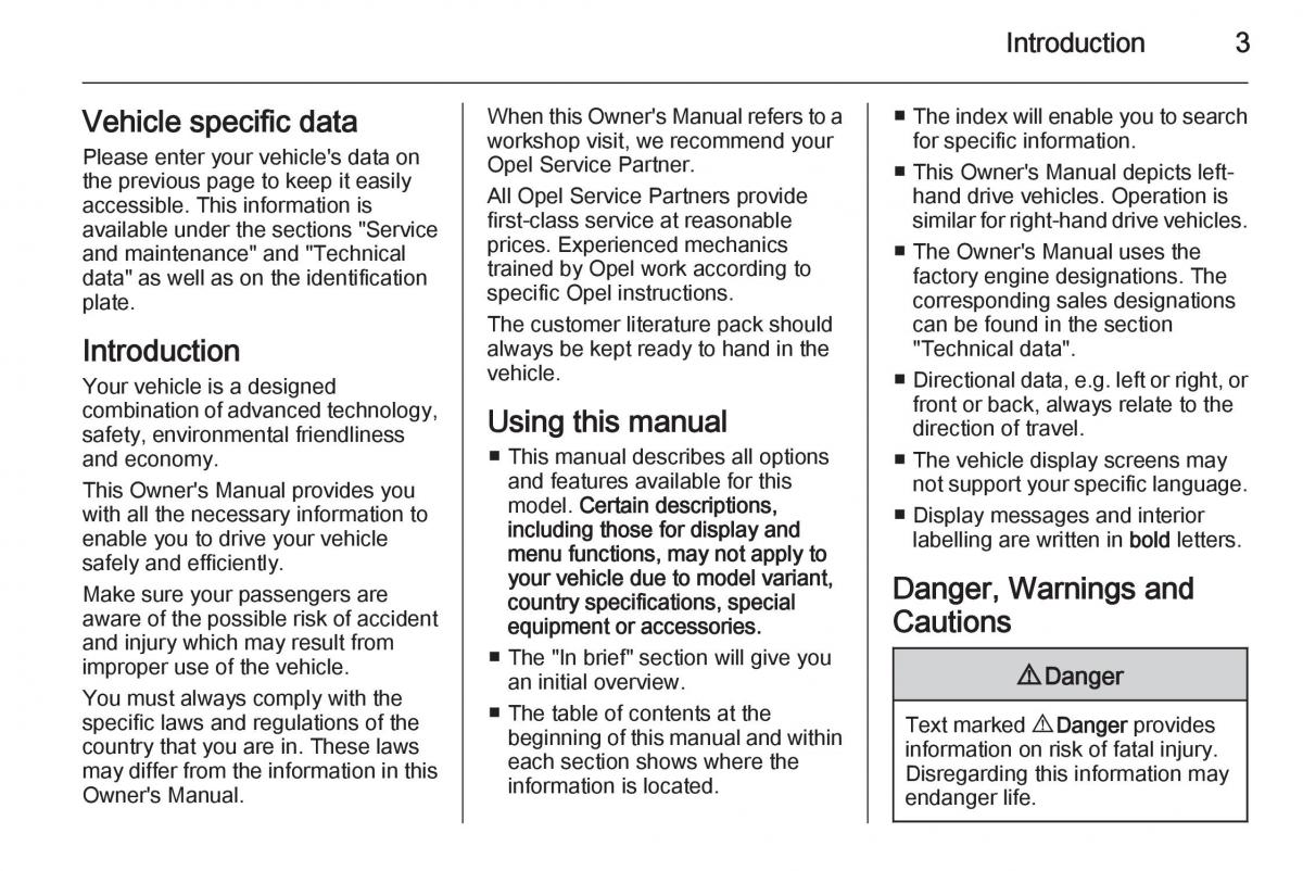 Opel Vivaro II 2 owners manual / page 5