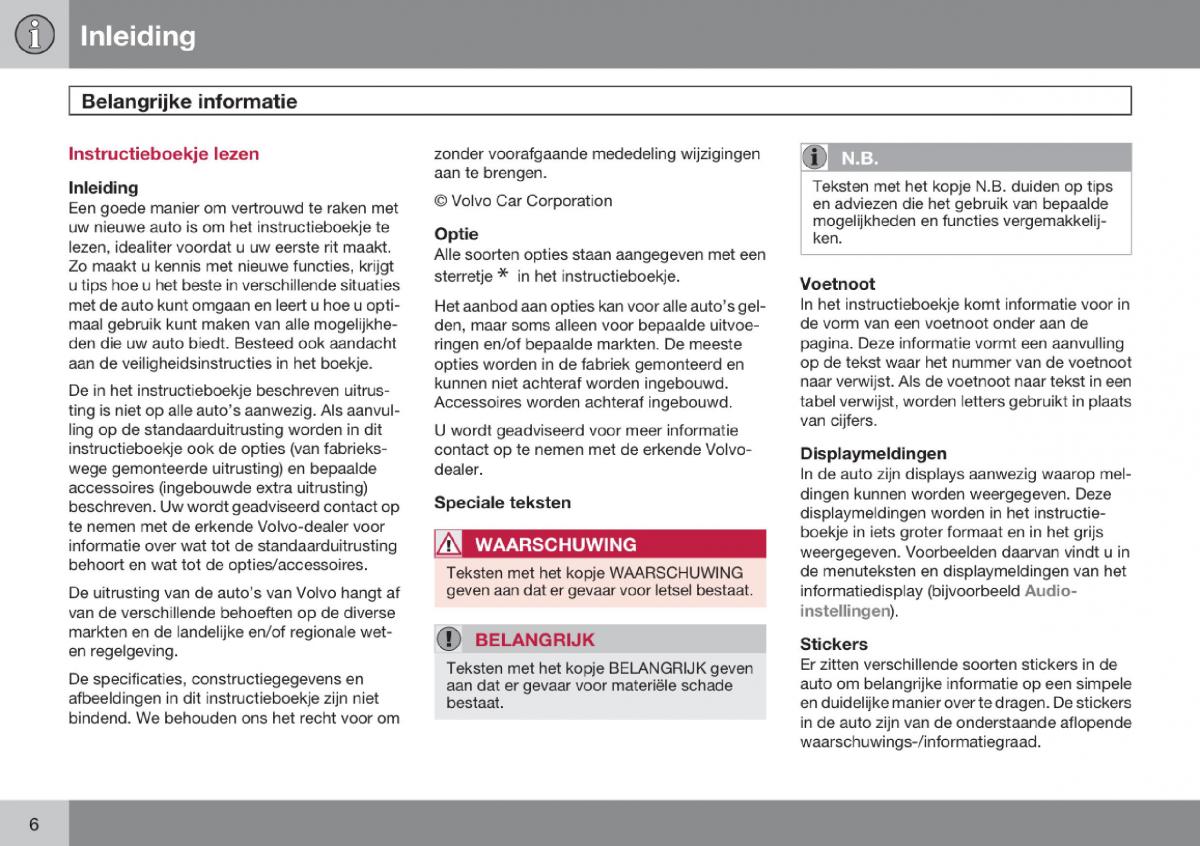 Volvo V70 III 3 handleiding / page 7