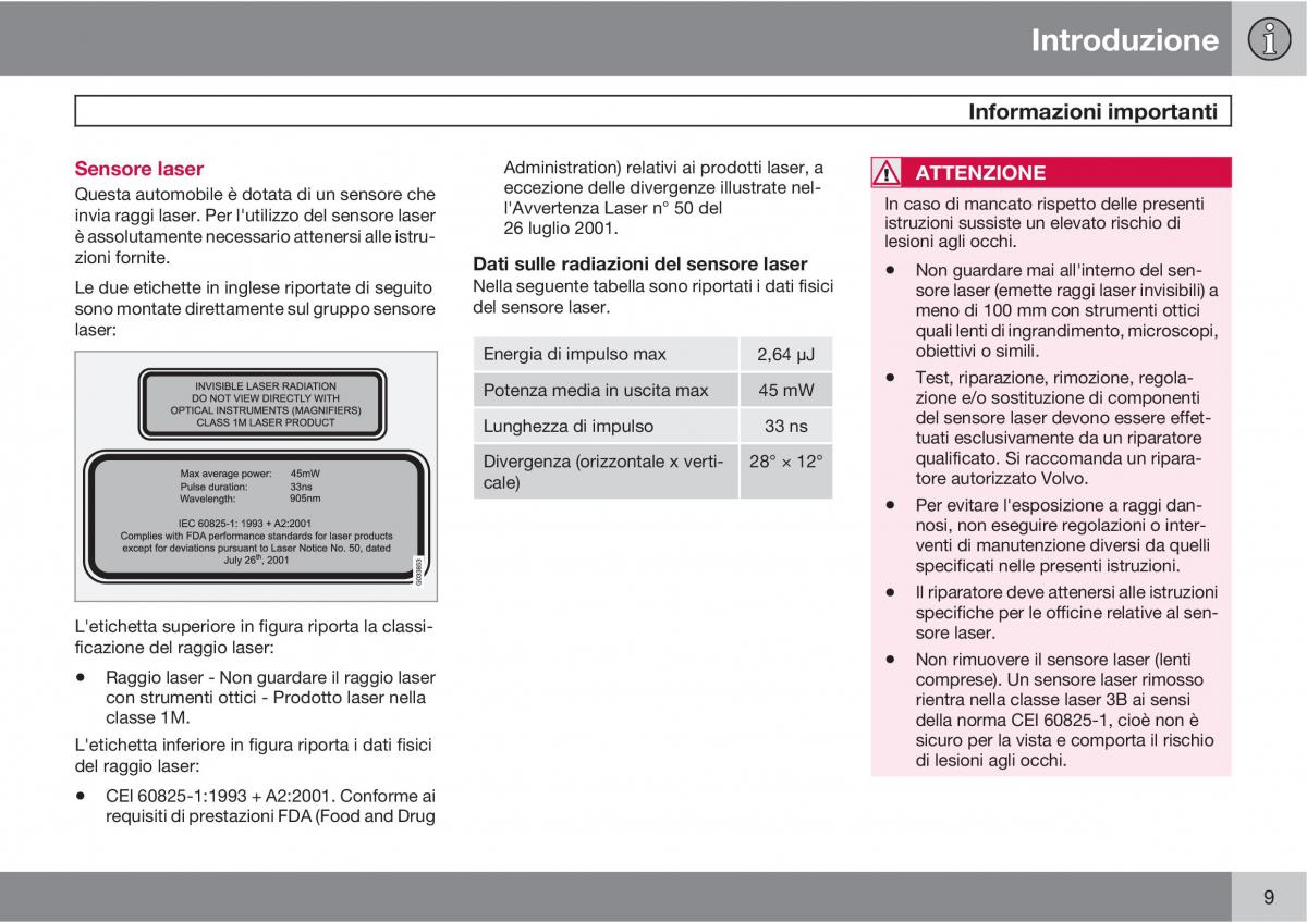 Volvo V70 III 3 manuale del proprietario / page 11