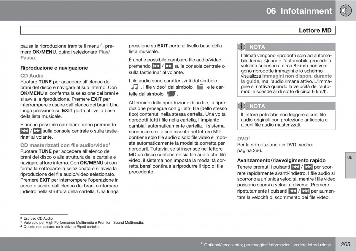 Volvo V70 III 3 manuale del proprietario / page 267