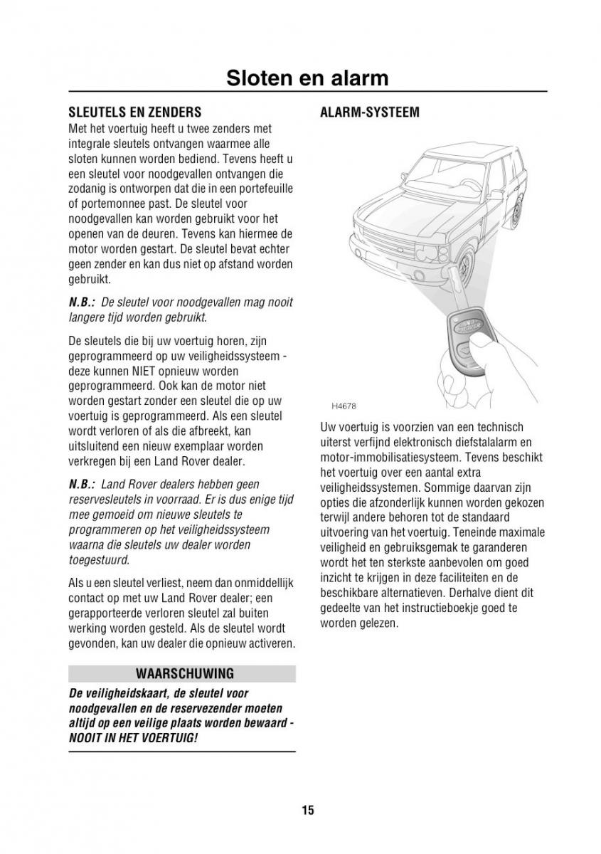 Land Rover Range Rover III 3 L322 handleiding / page 16