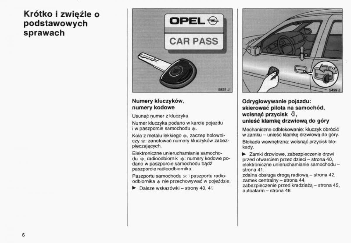 Opel Vectra B instrukcja obslugi / page 6