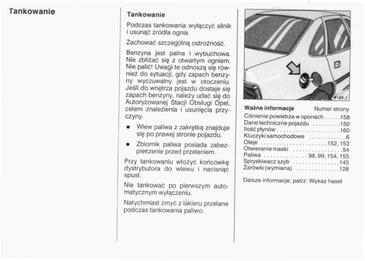 Opel Vectra B instrukcja obslugi / page 168
