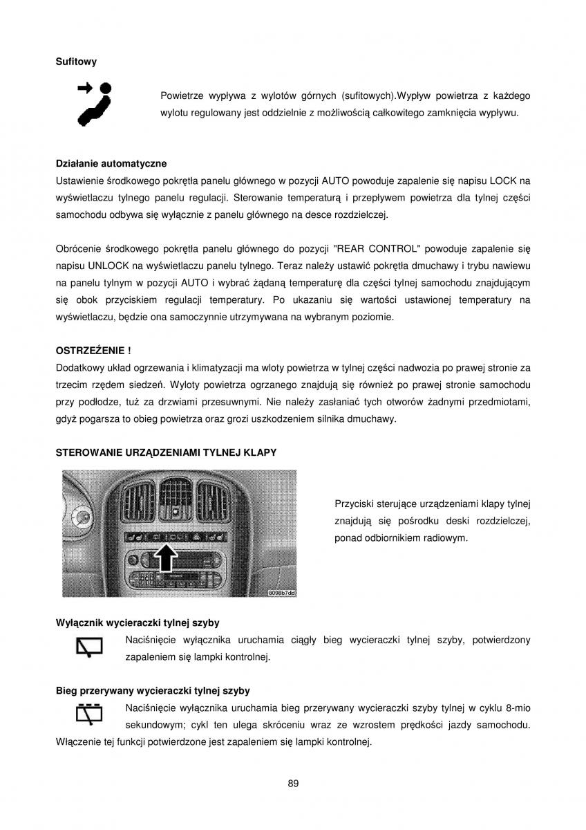 Chrysler Voyager Caravan IV 4 instrukcja obslugi / page 89