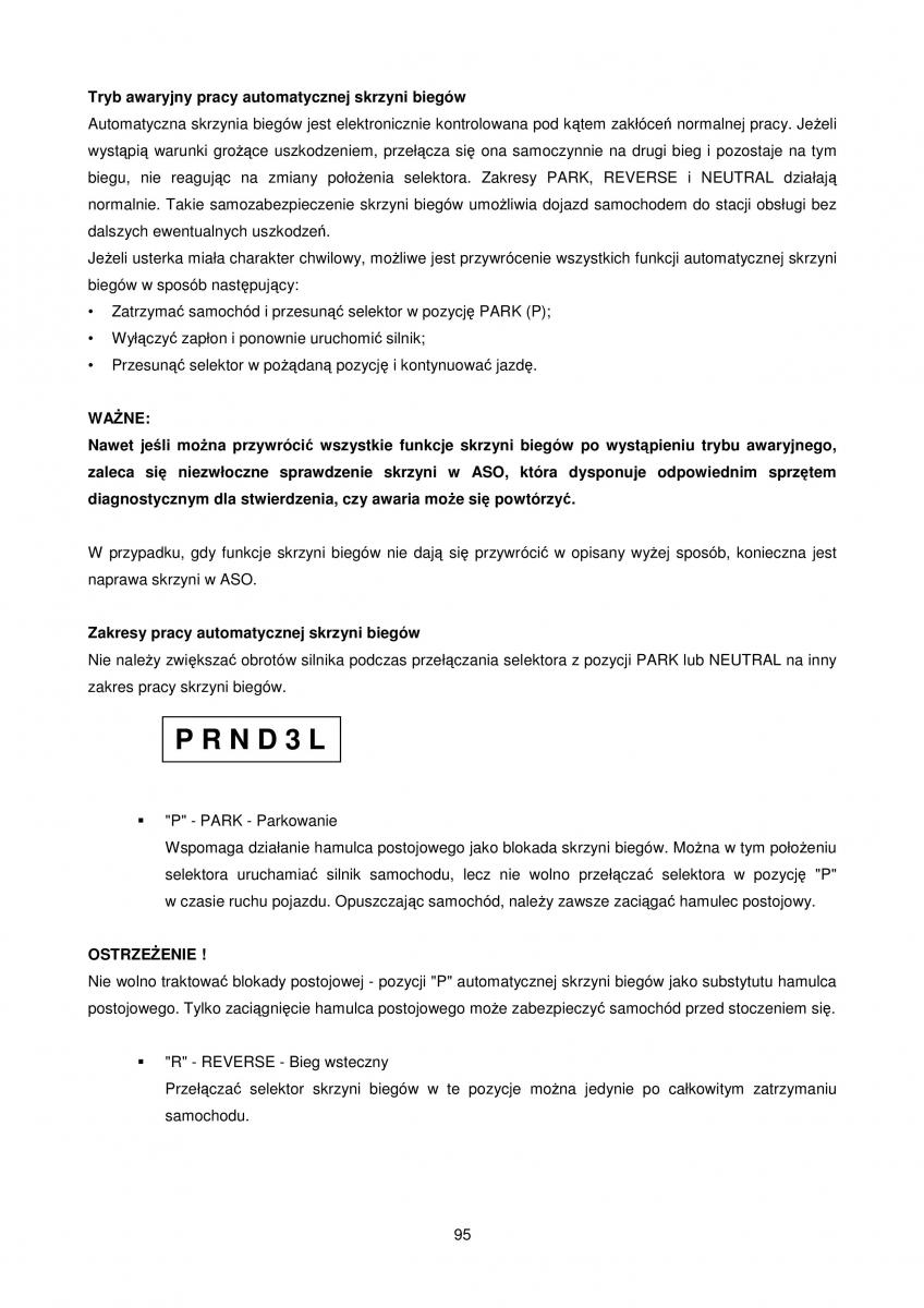 Chrysler Voyager Caravan IV 4 instrukcja obslugi / page 95