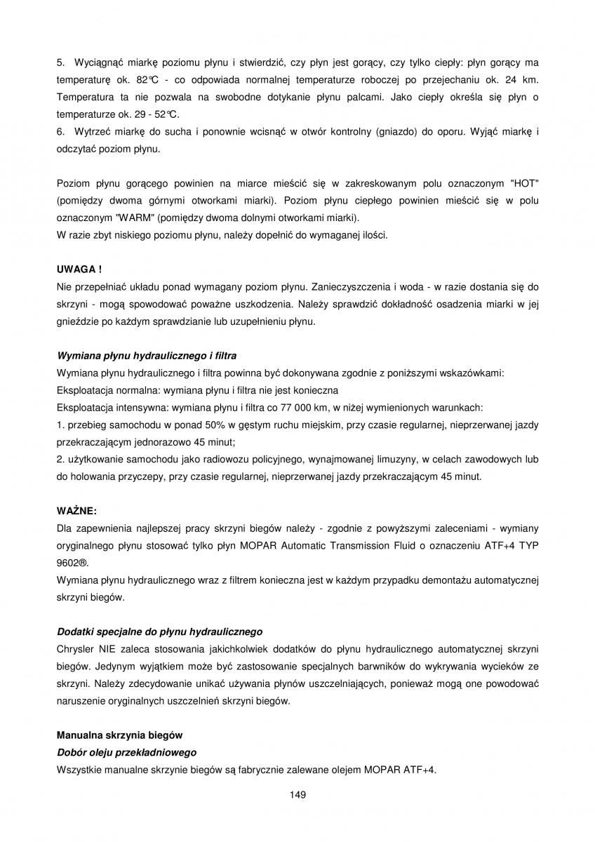 manual Chrysler Voyager Chrysler Voyager Caravan IV 4 instrukcja / page 149