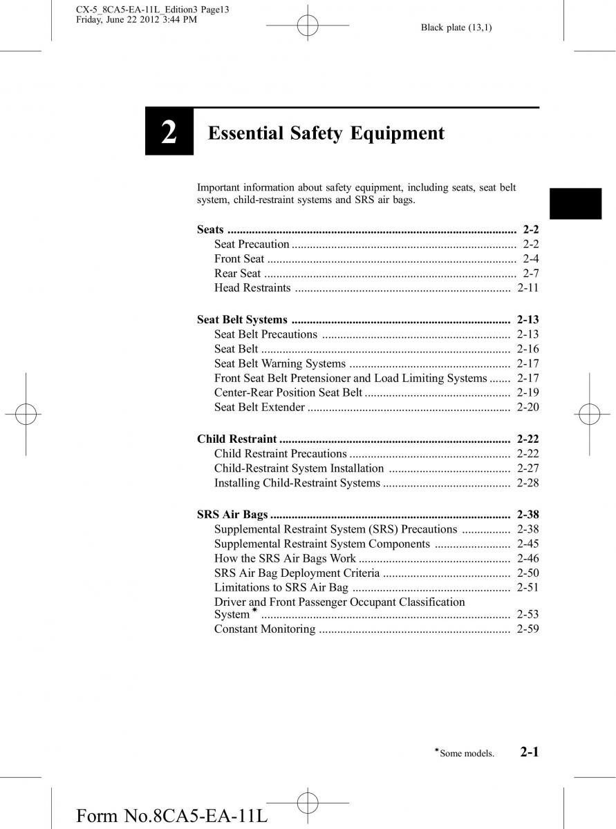 Mazda CX 5 owners manual / page 13