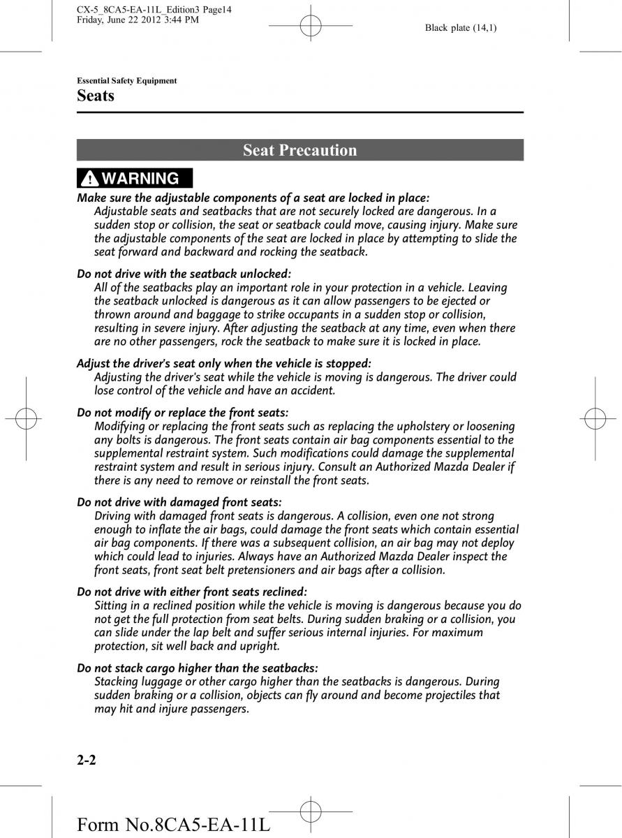 Mazda CX 5 owners manual / page 14