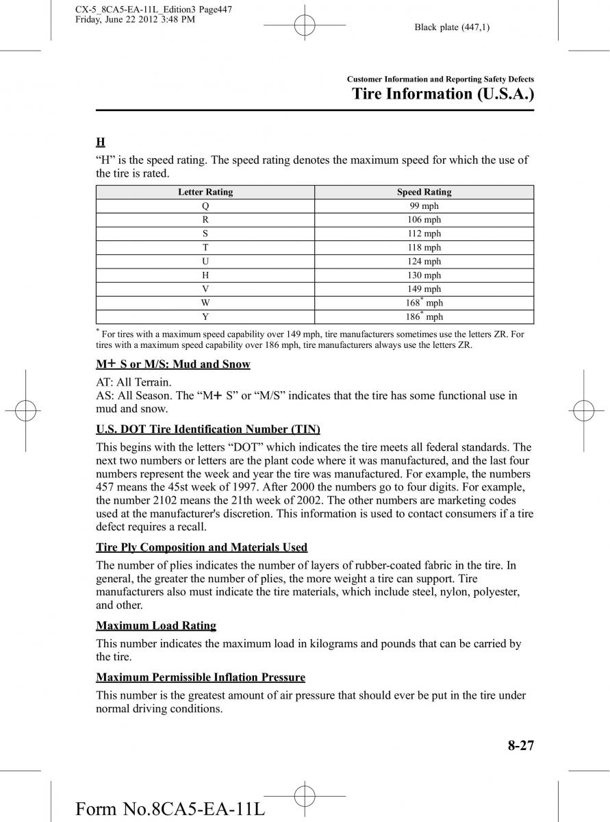 Mazda CX 5 owners manual / page 447