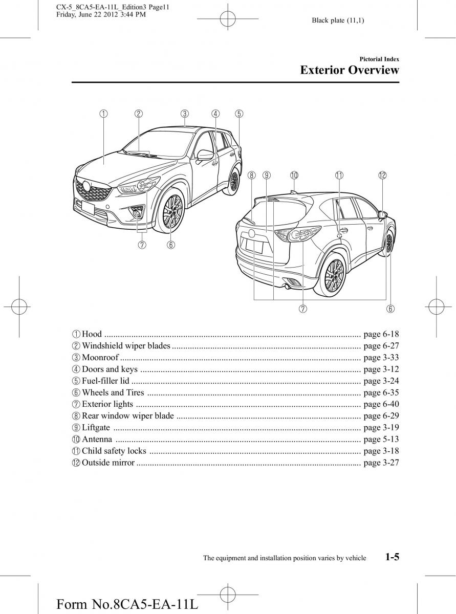 Mazda CX 5 owners manual / page 11