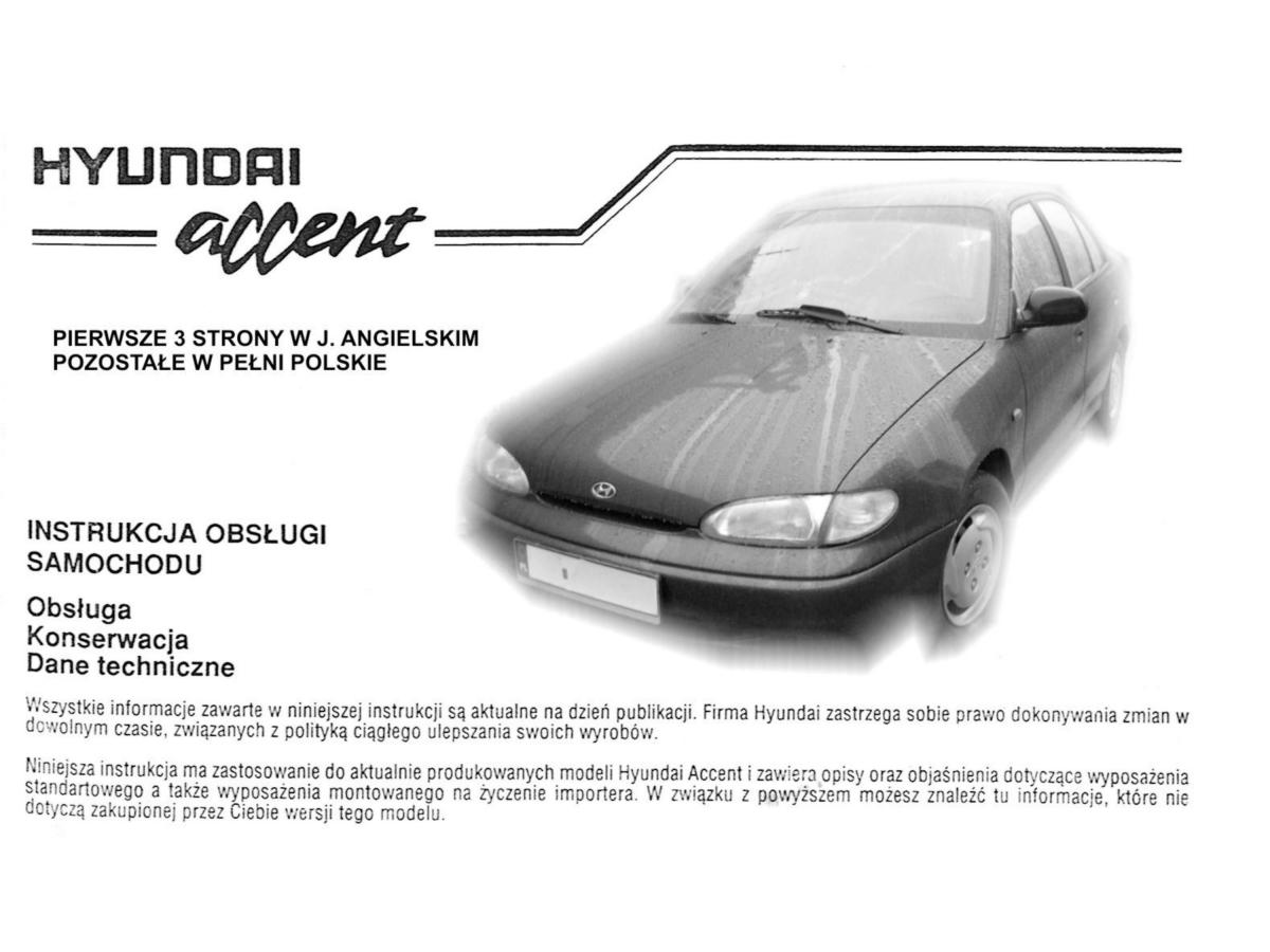 Hyundai Accent X3 Pony Excel instrukcja obslugi / page 1