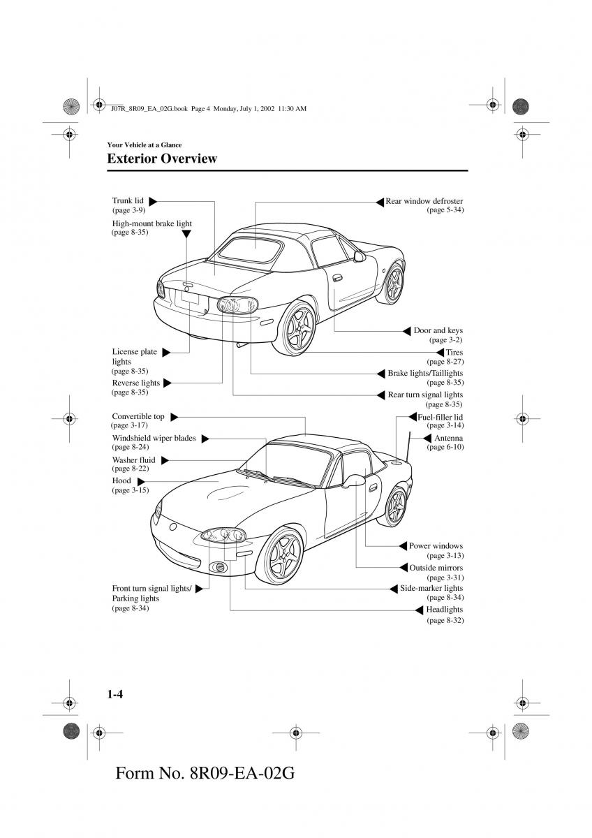 Mazda MX 5 Miata NB II 2 owners manual / page 9