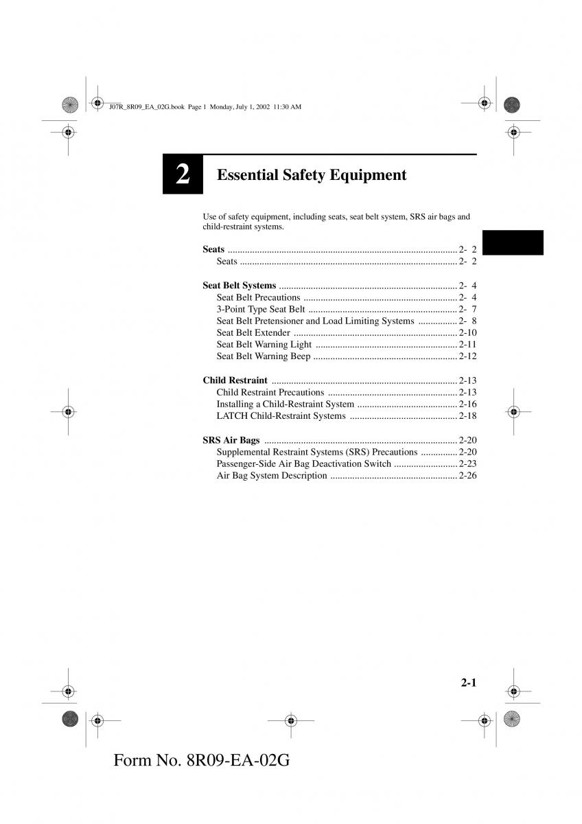 Mazda MX 5 Miata NB II 2 owners manual / page 10