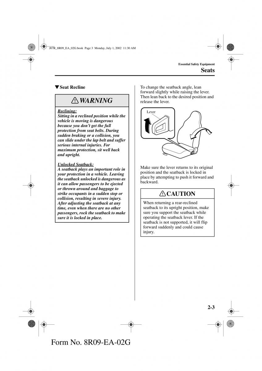 Mazda MX 5 Miata NB II 2 owners manual / page 12