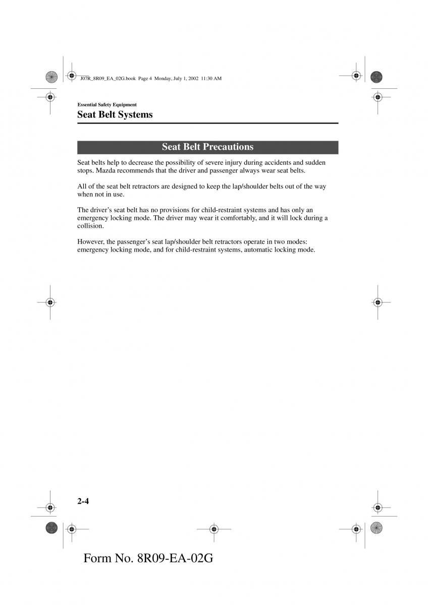 Mazda MX 5 Miata NB II 2 owners manual / page 13