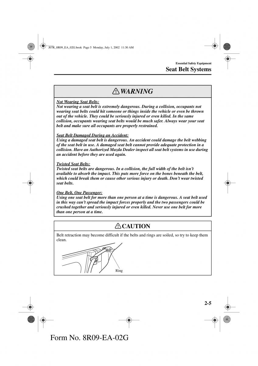Mazda MX 5 Miata NB II 2 owners manual / page 14
