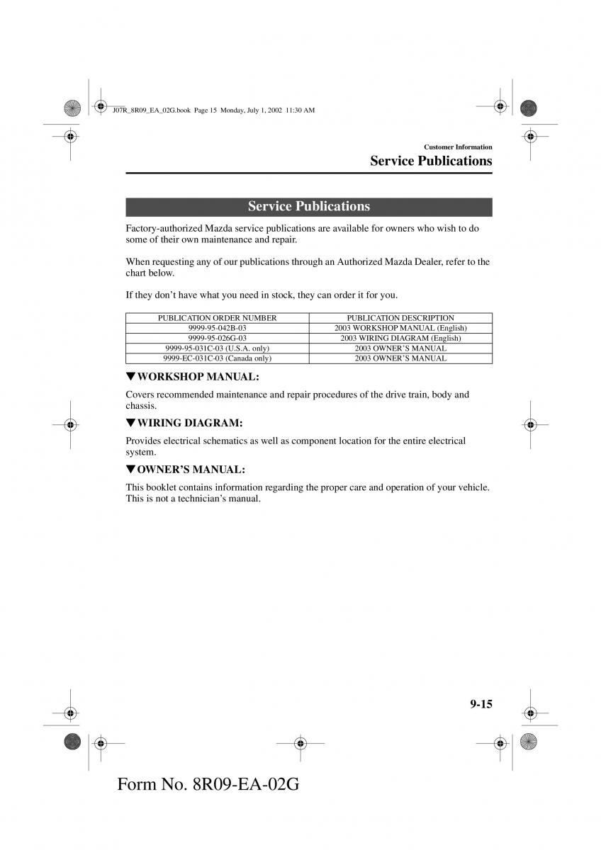Mazda MX 5 Miata NB II 2 owners manual / page 244