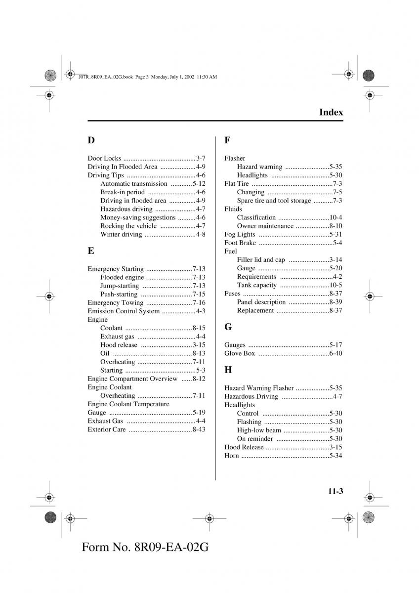 Mazda MX 5 Miata NB II 2 owners manual / page 254