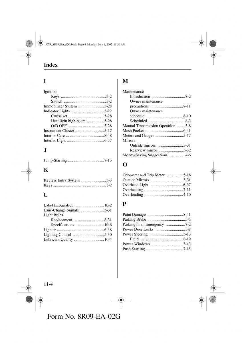 Mazda MX 5 Miata NB II 2 owners manual / page 255