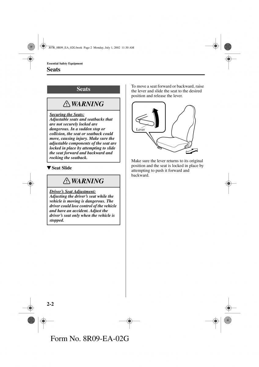 Mazda MX 5 Miata NB II 2 owners manual / page 11