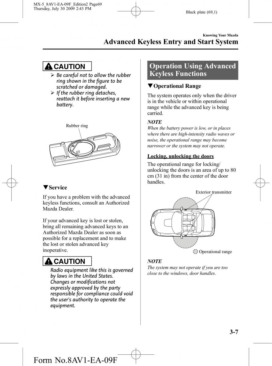 Mazda MX 5 Miata NC III 3 owners manual / page 69