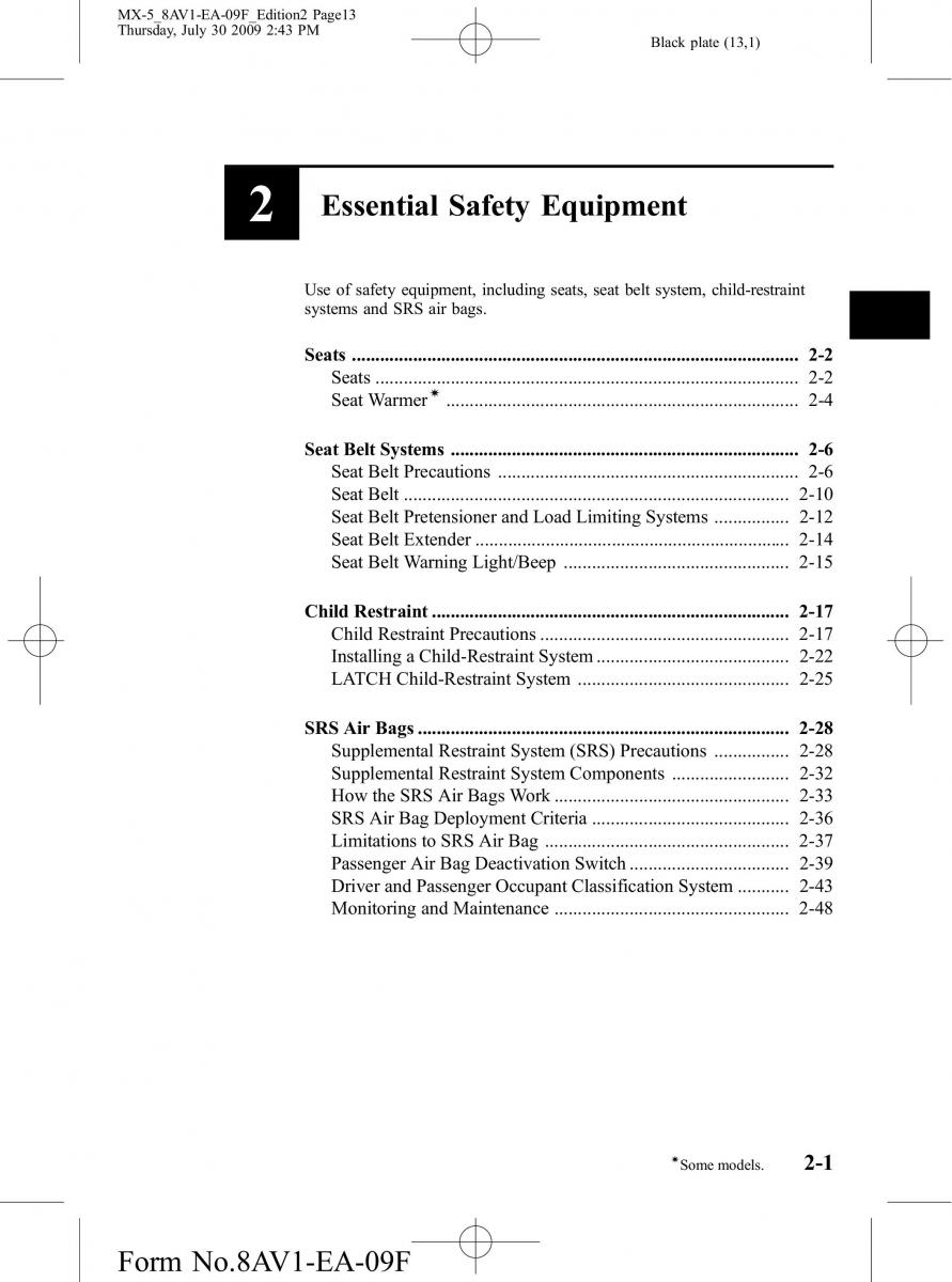 Mazda MX 5 Miata NC III 3 owners manual / page 13