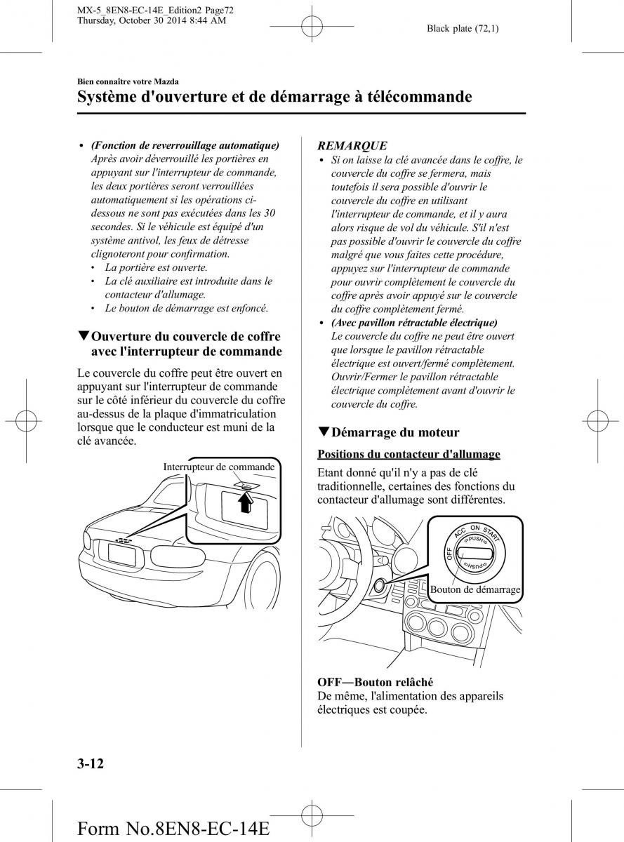 Mazda MX 5 Miata ND IV 4 manuel du proprietaire / page 72