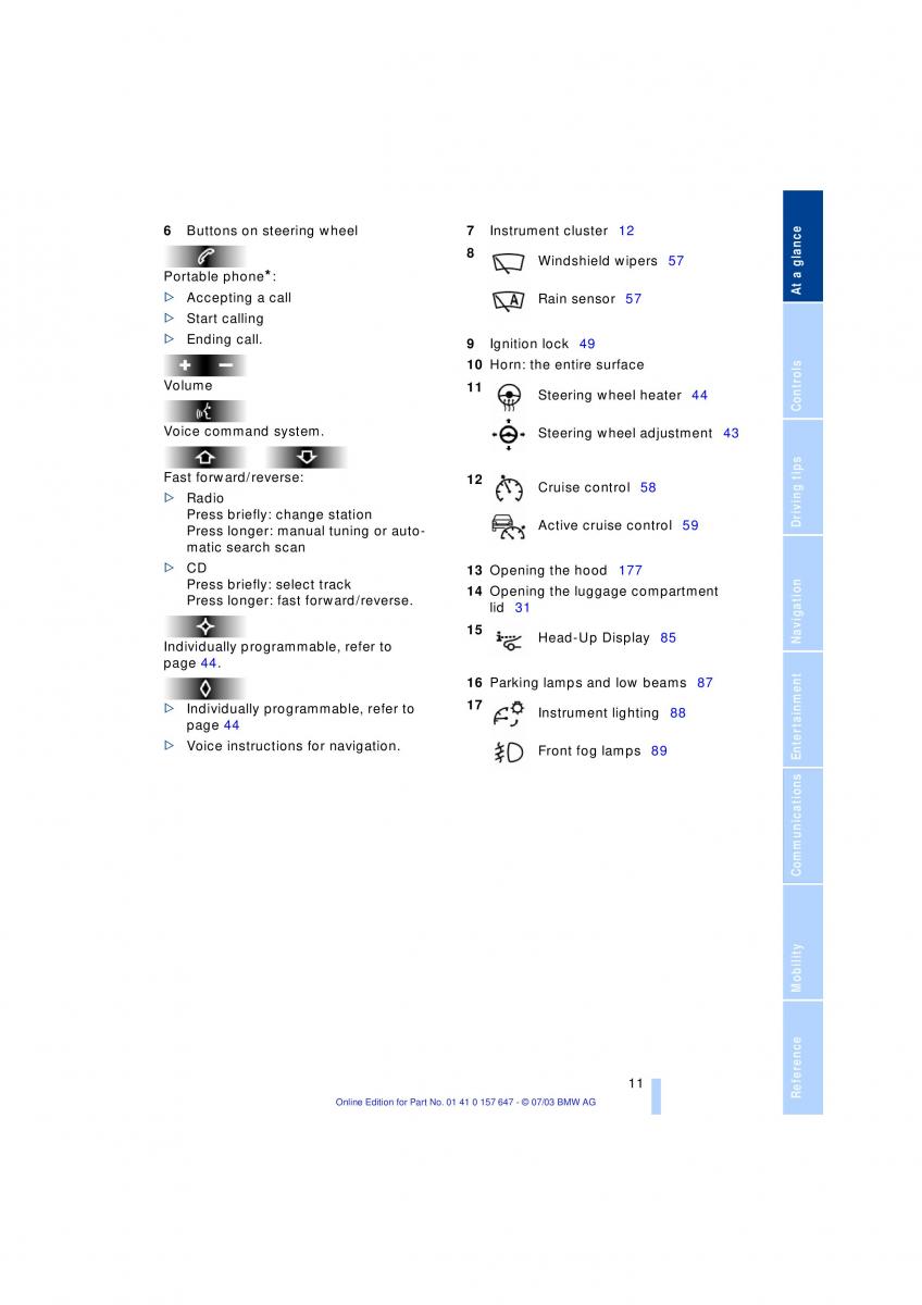 BMW 5 E60 E61 owners manual / page 13