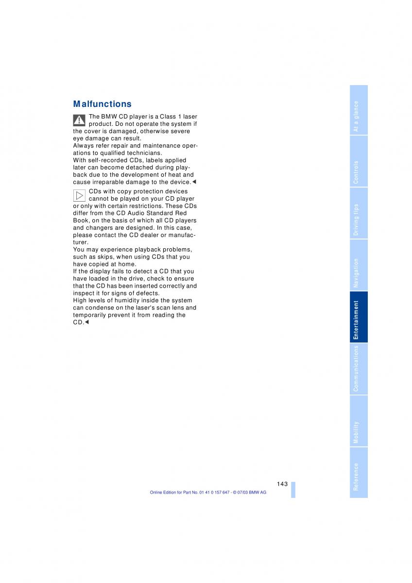 BMW 5 E60 E61 owners manual / page 145