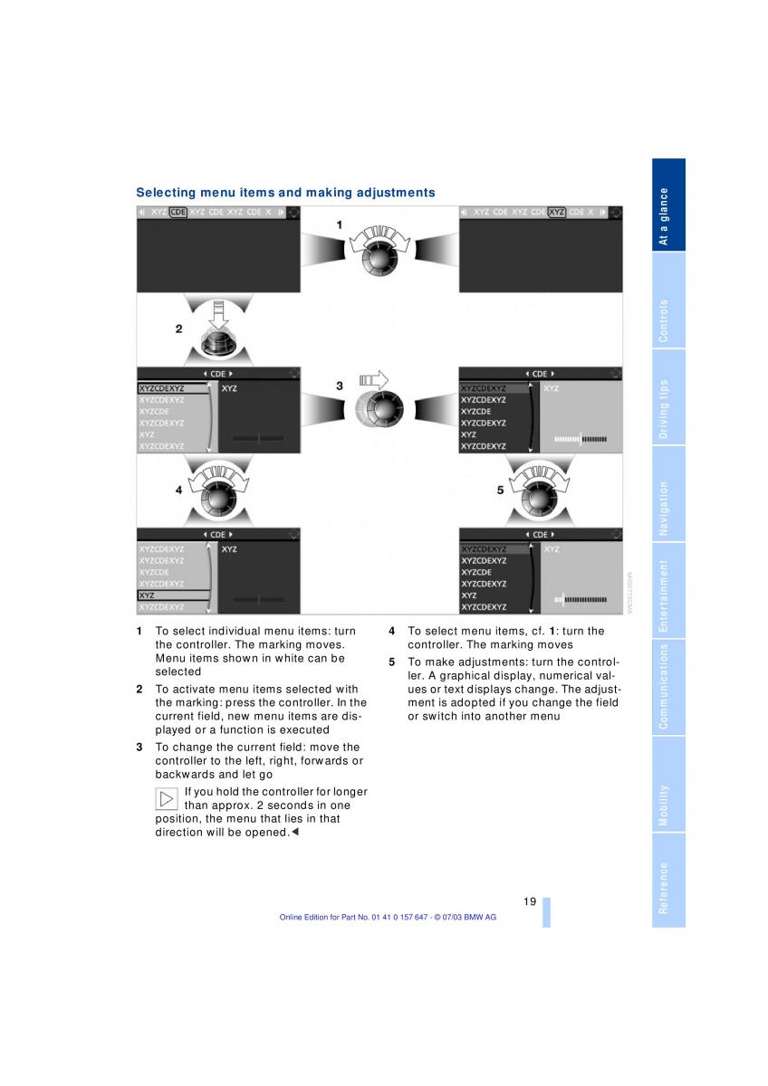 BMW 5 E60 E61 owners manual / page 21