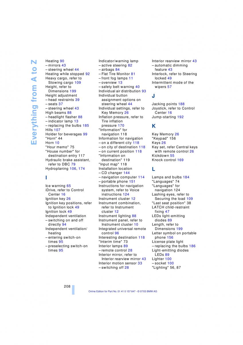 BMW 5 E60 E61 owners manual / page 210