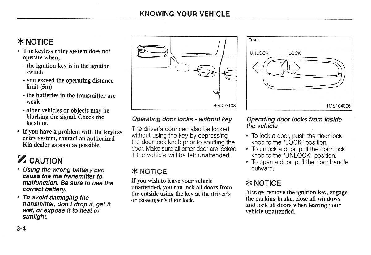 manual  Kia Carnival Sedona I 1 owners manual / page 14