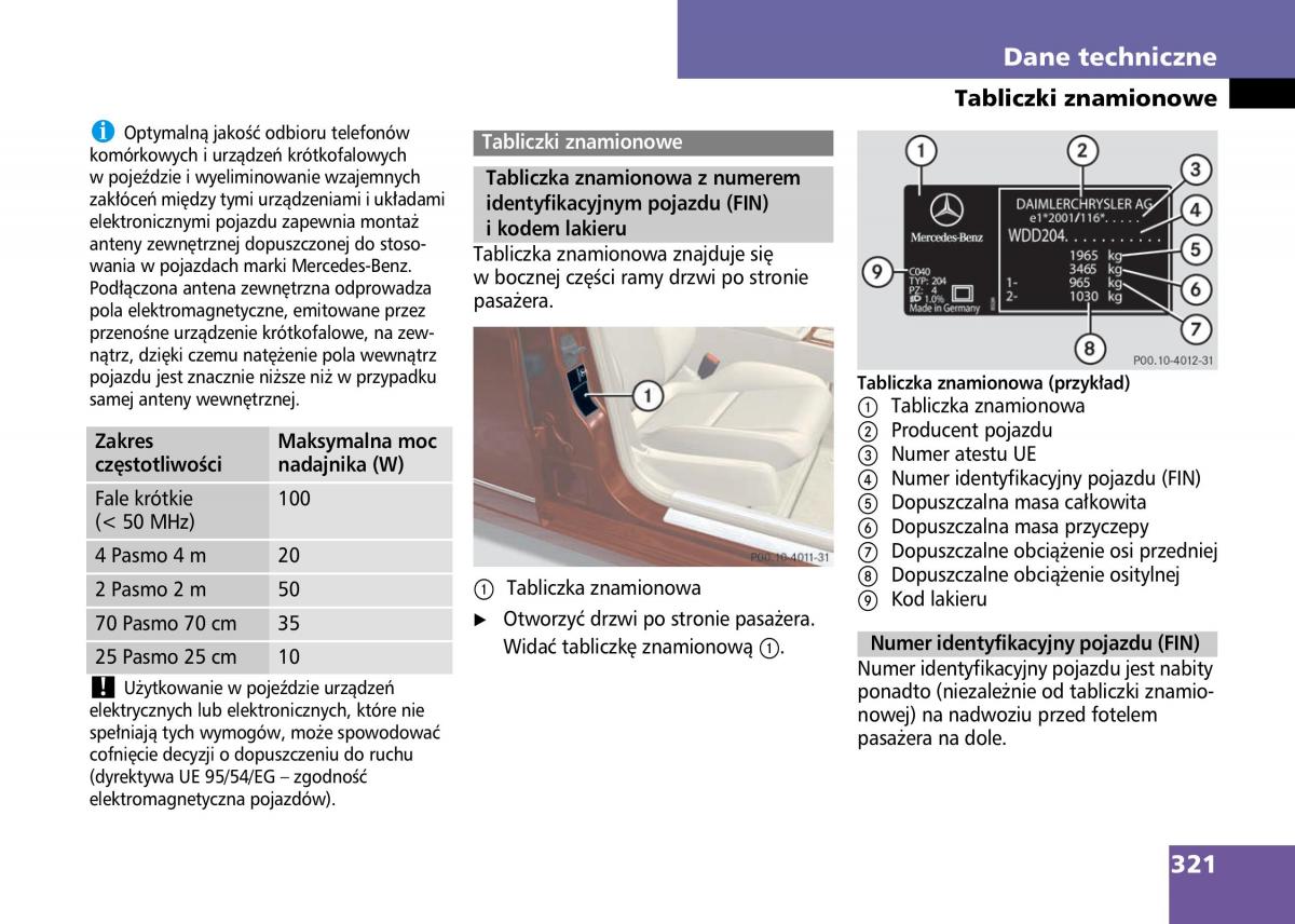 Mercedes Benz C Class W204 instrukcja obslugi / page 323