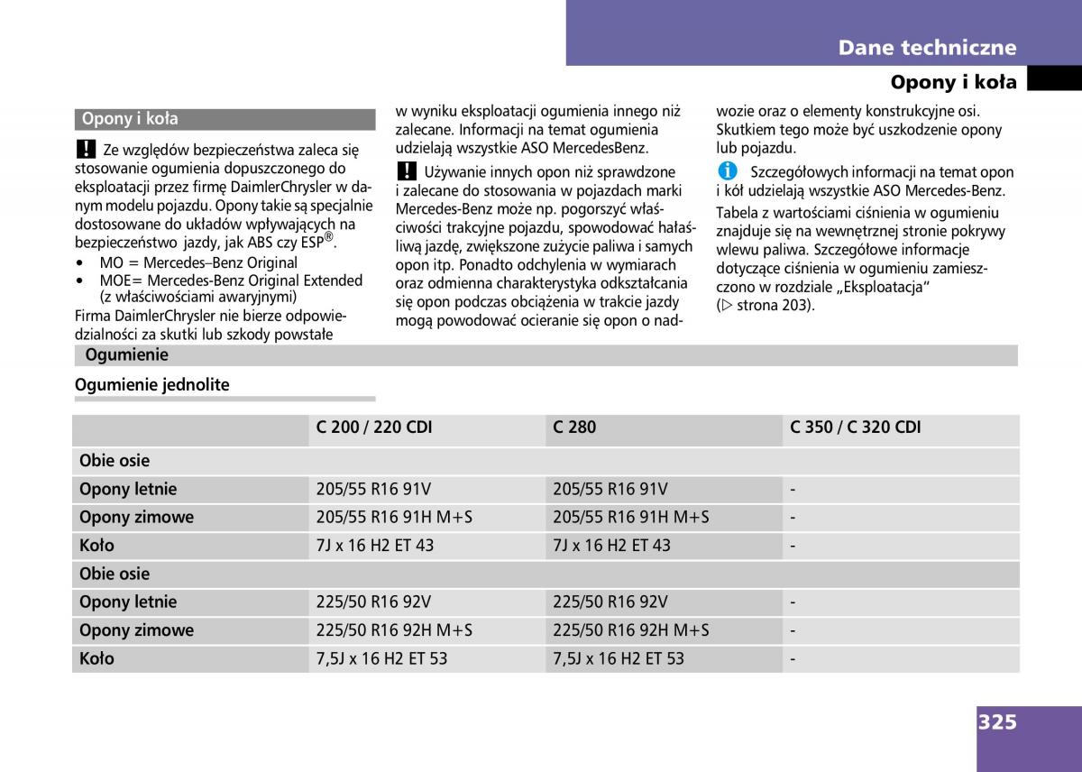 Mercedes Benz C Class W204 instrukcja obslugi / page 327