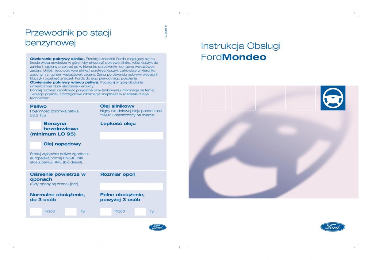 Ford Mondeo MKIII MK3 instrukcja obslugi page 1 pdf